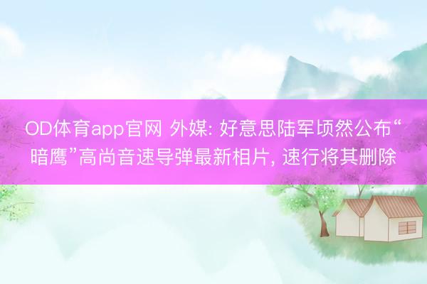 OD体育app官网 外媒: 好意思陆军顷然公布“暗鹰”高尚音速导弹最新相片， 速行将其删除