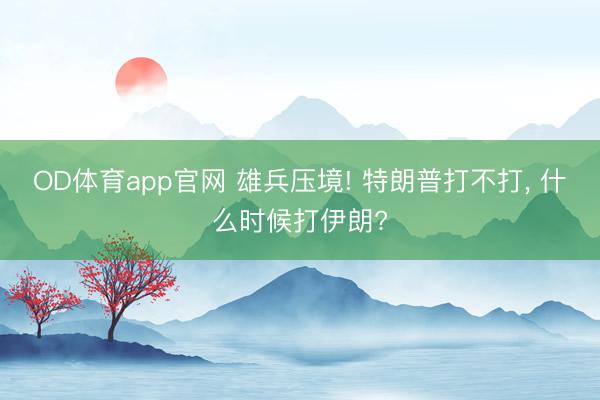 OD体育app官网 雄兵压境! 特朗普打不打， 什么时候打伊朗?