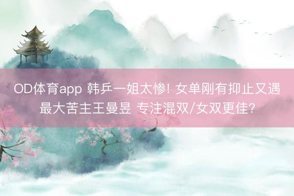 OD体育app 韩乒一姐太惨! 女单刚有抑止又遇最大苦主王曼昱 专注混双/女双更佳?