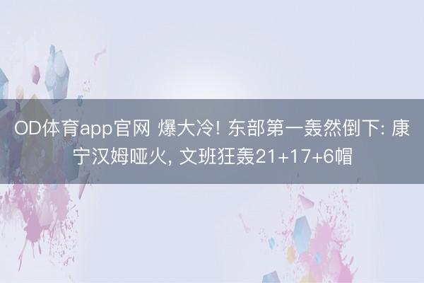 OD体育app官网 爆大冷! 东部第一轰然倒下: 康宁汉姆哑火， 文班狂轰21+17+6帽