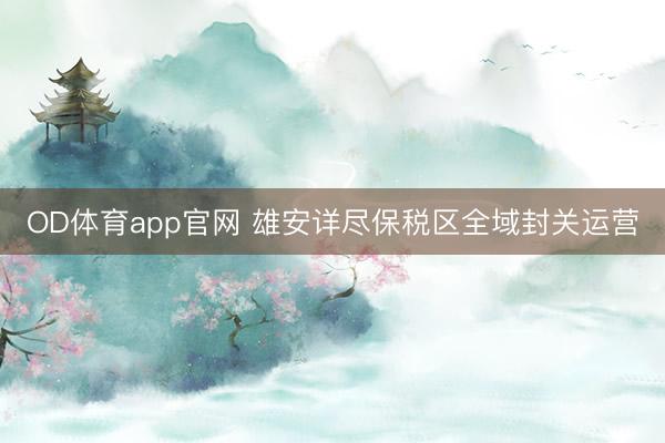 OD体育app官网 雄安详尽保税区全域封关运营
