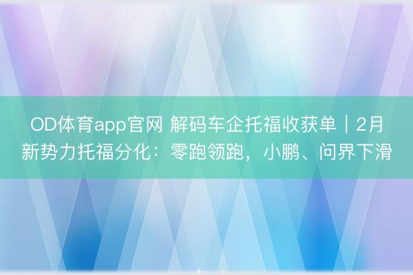 OD体育app官网 解码车企托福收获单｜2月新势力托福分化：零跑领跑，小鹏、问界下滑