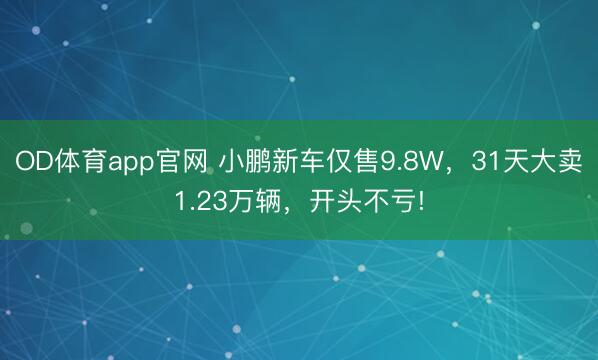 OD体育app官网 小鹏新车仅售9.8W，31天大卖1.23万辆，开头不亏!