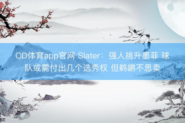 OD体育app官网 Slater：强人挑升墨菲 球队或需付出几个选秀权 但鹈鹕不思卖