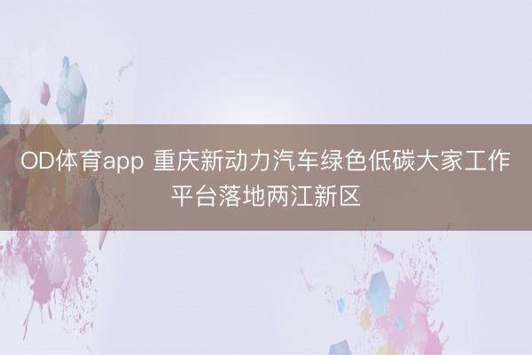OD体育app 重庆新动力汽车绿色低碳大家工作平台落地两江新区
