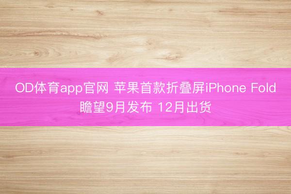 OD体育app官网 苹果首款折叠屏iPhone Fold瞻望9月发布 12月出货