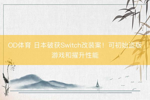 OD体育 日本破获Switch改装案！可初始盗版游戏和擢升性能
