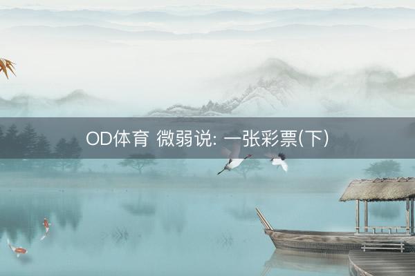 OD体育 微弱说: 一张彩票(下)