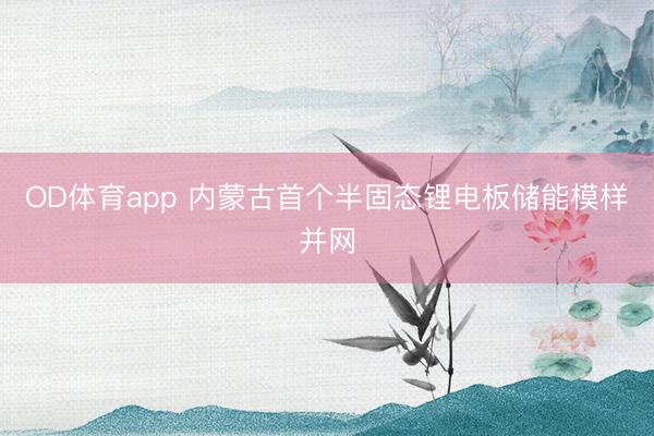 OD体育app 内蒙古首个半固态锂电板储能模样并网