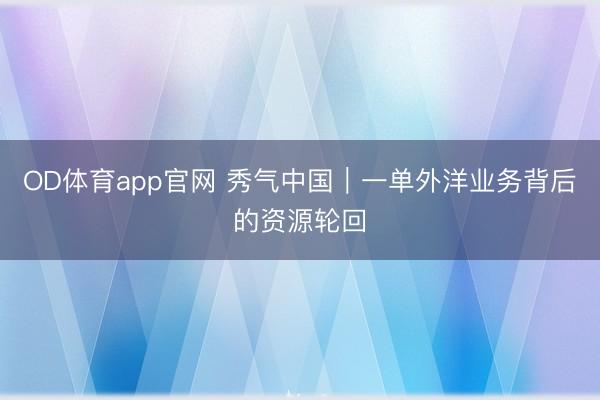 OD体育app官网 秀气中国｜一单外洋业务背后的资源轮回