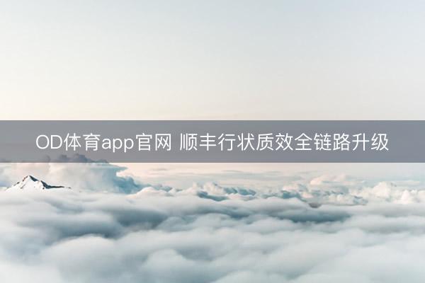 OD体育app官网 顺丰行状质效全链路升级