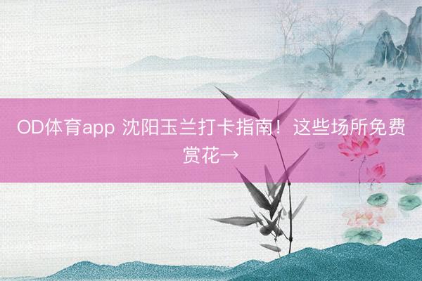 OD体育app 沈阳玉兰打卡指南！这些场所免费赏花→