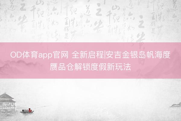 OD体育app官网 全新启程|安吉金银岛帆海度赝品仓解锁度假新玩法