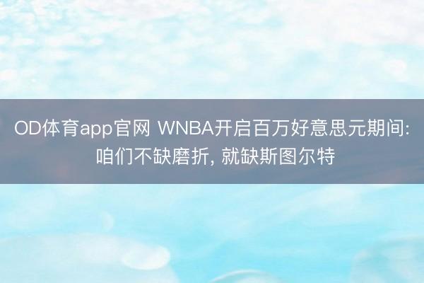 OD体育app官网 WNBA开启百万好意思元期间: 咱们不缺磨折， 就缺斯图尔特