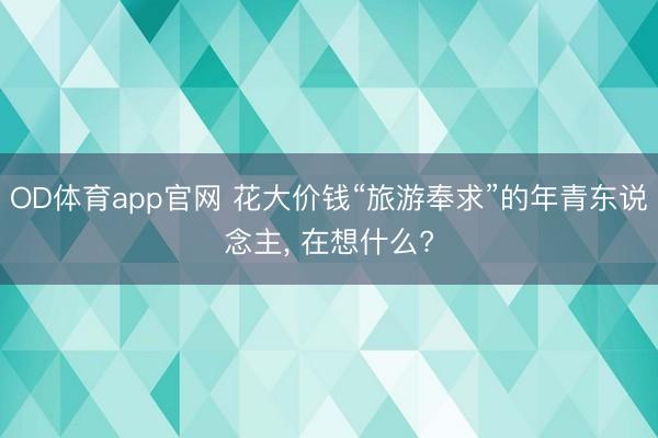 OD体育app官网 花大价钱“旅游奉求”的年青东说念主， 在想什么?