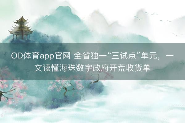 OD体育app官网 全省独一“三试点”单元，一文读懂海珠数字政府开荒收货单