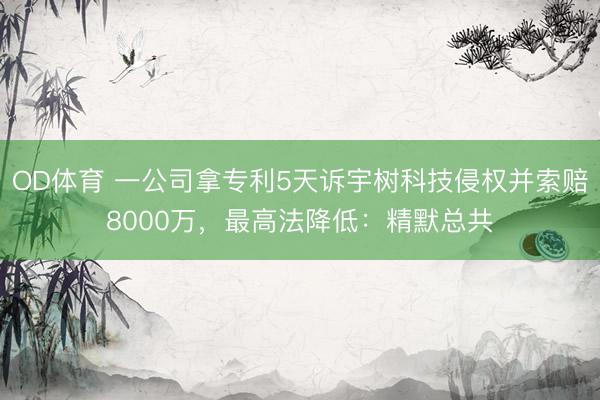 OD体育 一公司拿专利5天诉宇树科技侵权并索赔8000万，最高法降低：精默总共