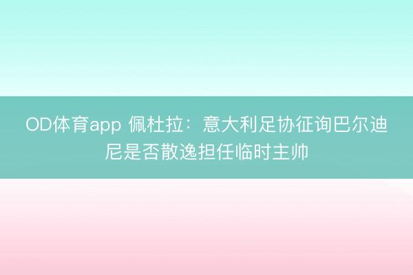 OD体育app 佩杜拉：意大利足协征询巴尔迪尼是否散逸担任临时主帅
