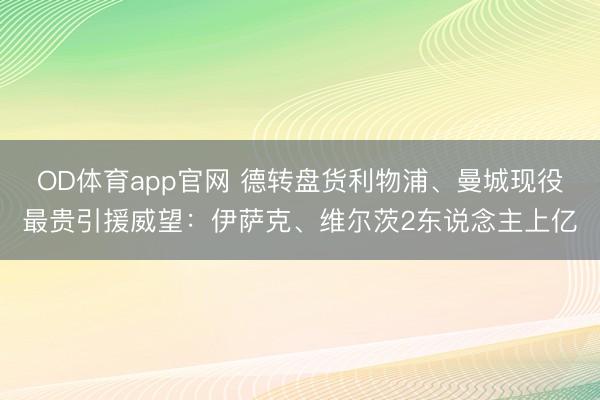 OD体育app官网 德转盘货利物浦、曼城现役最贵引援威望:伊萨克、维尔茨2东说念主上亿
