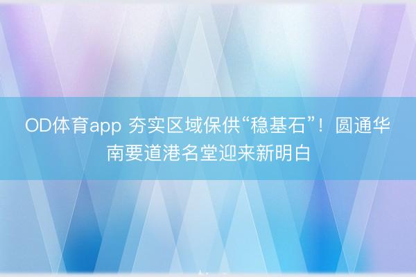 OD体育app 夯实区域保供“稳基石”!圆通华南要道港名堂迎来新明白