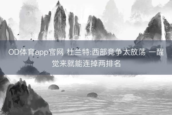 OD体育app官网 杜兰特:西部竞争太放荡 一醒觉来就能连掉两排名