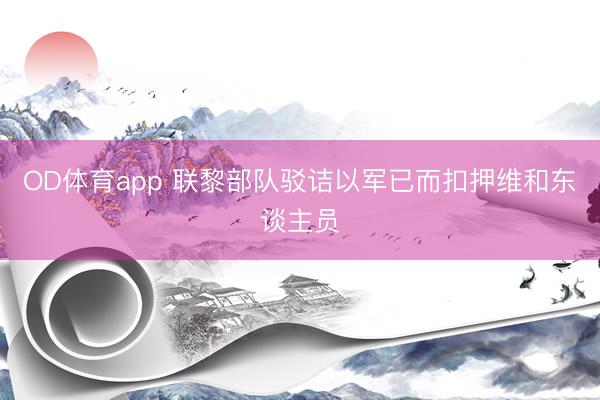 OD体育app 联黎部队驳诘以军已而扣押维和东谈主员