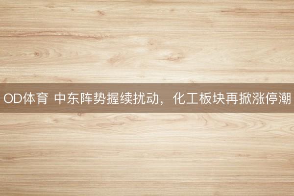 OD体育 中东阵势握续扰动,化工板块再掀涨停潮