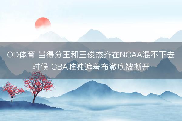 OD体育 当得分王和王俊杰齐在NCAA混不下去时候 CBA唯独遮羞布澈底被撕开