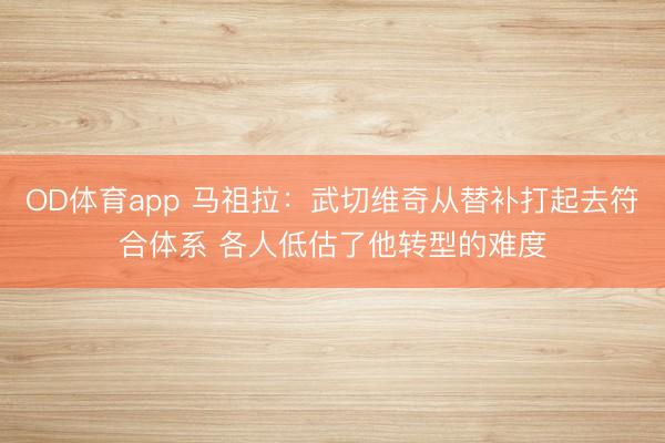 OD体育app 马祖拉：武切维奇从替补打起去符合体系 各人低估了他转型的难度