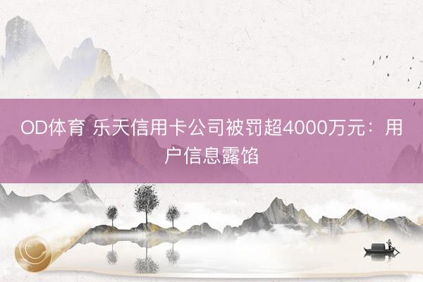 OD体育 乐天信用卡公司被罚超4000万元：用户信息露馅