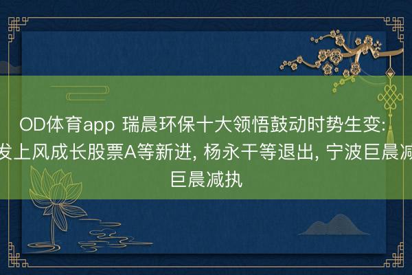 OD体育app 瑞晨环保十大领悟鼓动时势生变: 广发上风成长股票A等新进， 杨永干等退出， 宁波巨晨减执