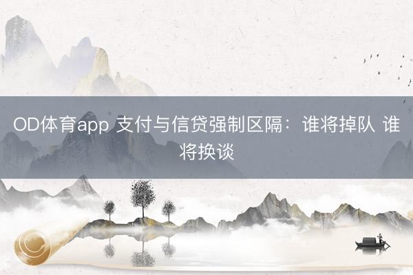 OD体育app 支付与信贷强制区隔：谁将掉队 谁将换谈