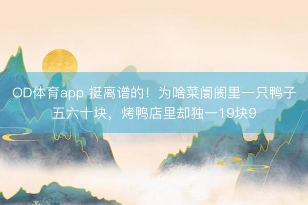 OD体育app 挺离谱的！为啥菜阛阓里一只鸭子五六十块，烤鸭店里却独一19块9