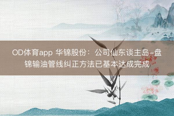OD体育app 华锦股份：公司仙东谈主岛-盘锦输油管线纠正方法已基本达成完成