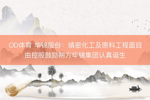 OD体育 华锦股份：缜密化工及原料工程面目由控股鼓励朔方华锦集团认真诞生
