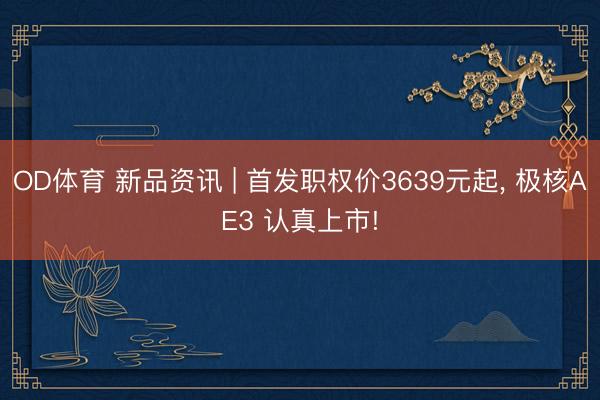OD体育 新品资讯 | 首发职权价3639元起, 极核AE3 认真上市!