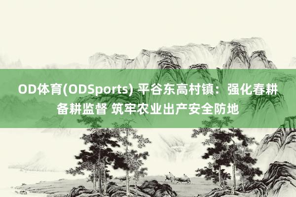 OD体育(ODSports) 平谷东高村镇:强化春耕备耕监督 筑牢农业出产安全防地
