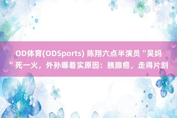 OD体育(ODSports) 陈翔六点半演员“吴妈”死一火，外孙曝着实原因：胰腺癌，走得片刻