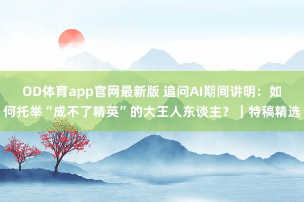 OD体育app官网最新版 追问AI期间讲明：如何托举“成不了精英”的大王人东谈主？｜特稿精选