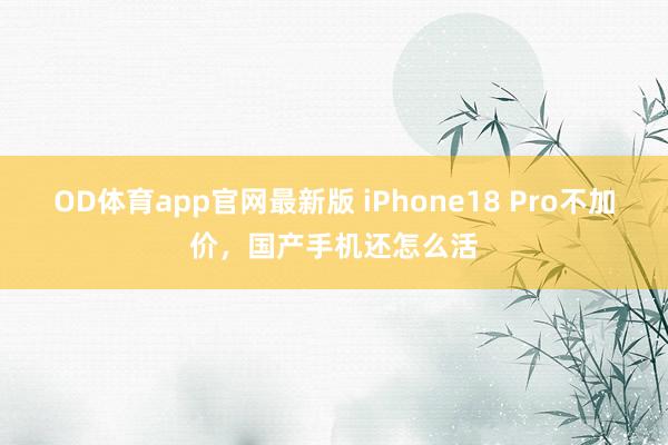 OD体育app官网最新版 iPhone18 Pro不加价，国产手机还怎么活