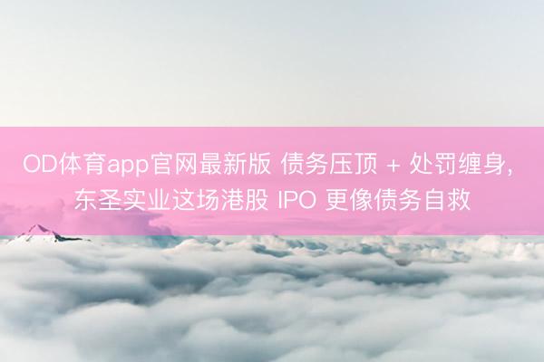 OD体育app官网最新版 债务压顶 + 处罚缠身， 东圣实业这场港股 IPO 更像债务自救