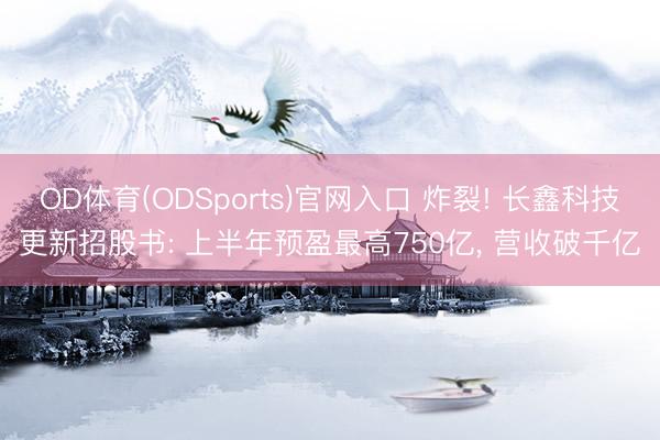 OD体育(ODSports)官网入口 炸裂! 长鑫科技更新招股书: 上半年预盈最高750亿， 营收破千亿
