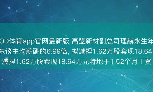 OD体育app官网最新版 高盟新材副总司理赫永生年薪147.5万是公司东谈主均薪酬的6.99倍， 拟减捏1.62万股套现18.64万元特地于1.52个月工资