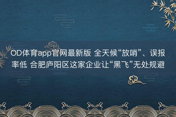 OD体育app官网最新版 全天候“放哨”、误报率低 合肥庐阳区这家企业让“黑飞”无处规避