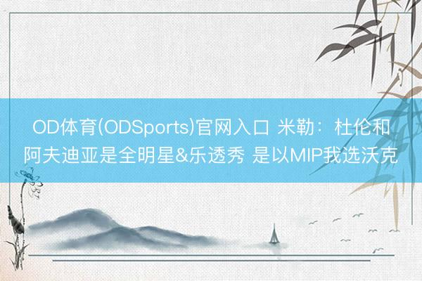 OD体育(ODSports)官网入口 米勒：杜伦和阿夫迪亚是全明星&乐透秀 是以MIP我选沃克