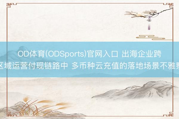 OD体育(ODSports)官网入口 出海企业跨区域运营付现链路中 多币种云充值的落地场景不雅察