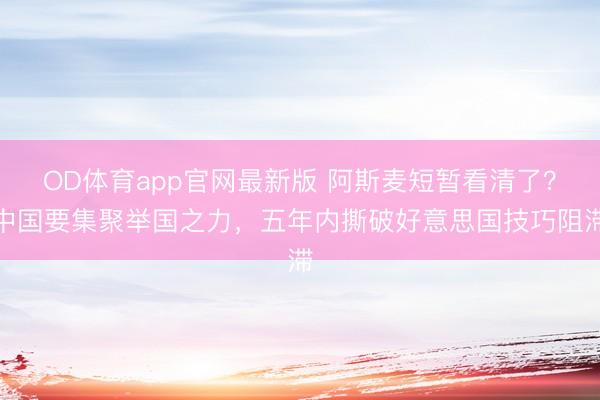 OD体育app官网最新版 阿斯麦短暂看清了？中国要集聚举国之力，五年内撕破好意思国技巧阻滞