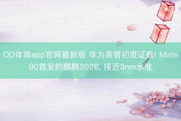 OD体育app官网最新版 华为高管初度证据! Mate90首发的麒麟2026， 接近3nm水准