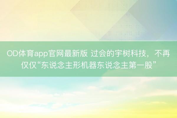 OD体育app官网最新版 过会的宇树科技，不再仅仅“东说念主形机器东说念主第一股”