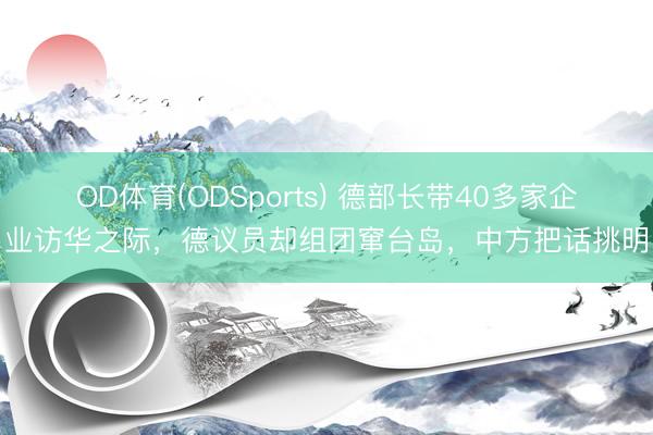 OD体育(ODSports) 德部长带40多家企业访华之际，德议员却组团窜台岛，中方把话挑明